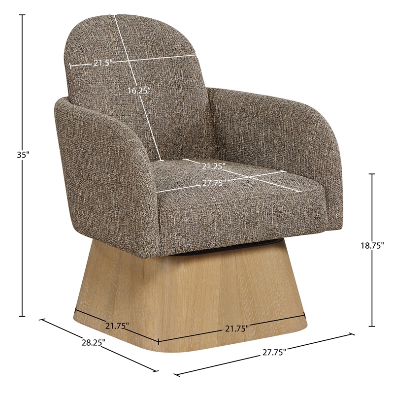 Meridian Furniture Marlowe Brown Linen Textured Fabric Swivel Accent Chair