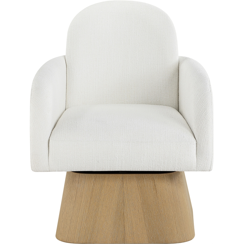 Meridian Furniture Marlowe Cream Linen Textured Fabric Swivel Accent Chair
