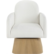 Meridian Furniture Marlowe Cream Linen Textured Fabric Swivel Accent Chair