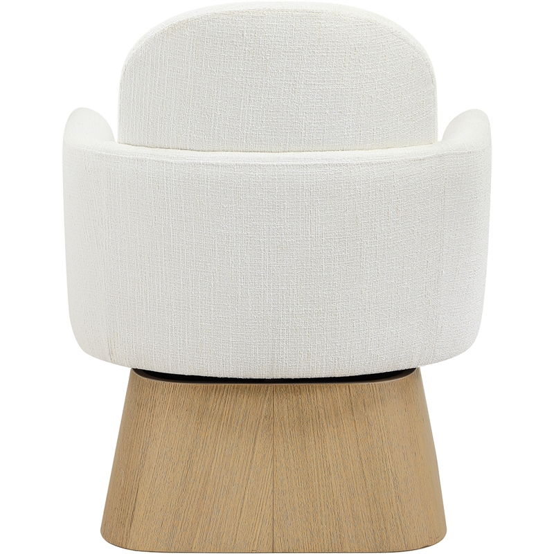 Meridian Furniture Marlowe Cream Linen Textured Fabric Swivel Accent Chair