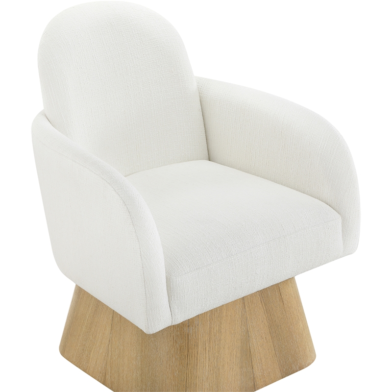 Meridian Furniture Marlowe Cream Linen Textured Fabric Swivel Accent Chair