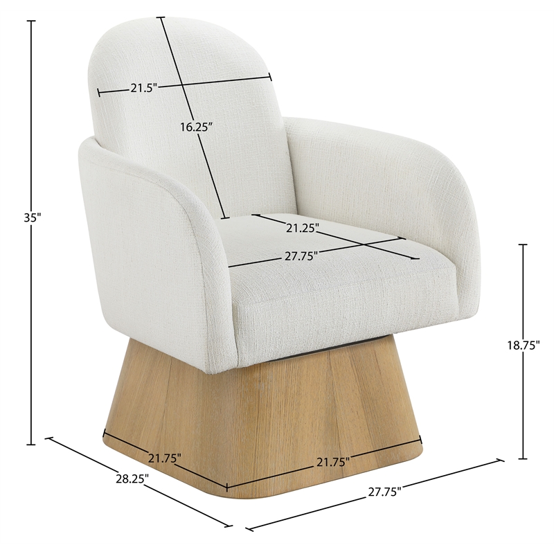 Meridian Furniture Marlowe Cream Linen Textured Fabric Swivel Accent Chair