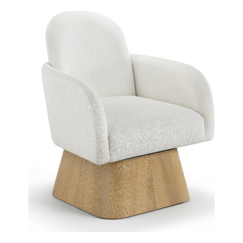Meridian Furniture Marlowe Cream Linen Textured Fabric Swivel Accent Chair