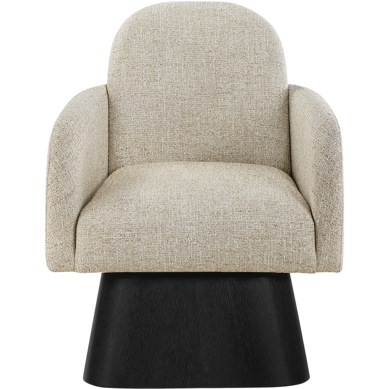 Meridian Furniture Marlowe Beige Linen Textured Fabric Swivel Accent Chair
