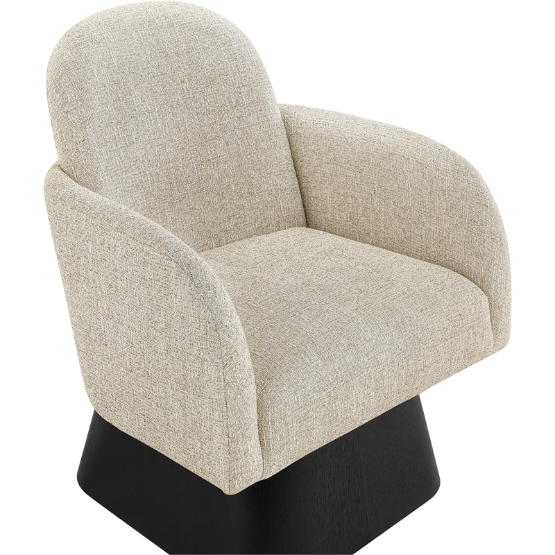 Meridian Furniture Marlowe Beige Linen Textured Fabric Swivel Accent Chair