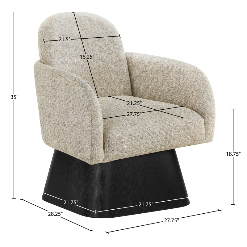 Meridian Furniture Marlowe Beige Linen Textured Fabric Swivel Accent Chair