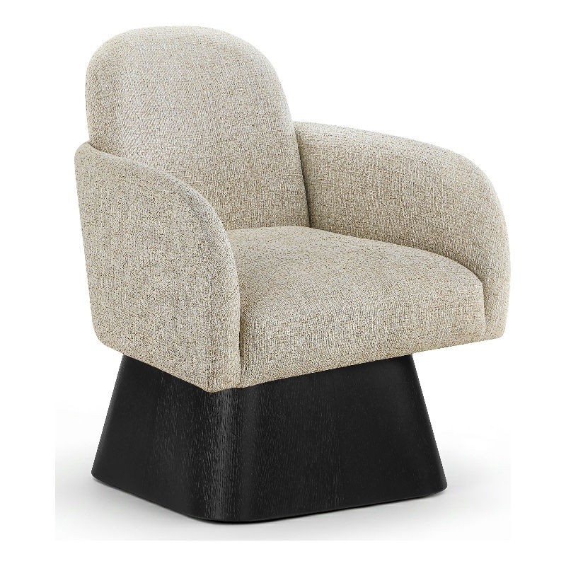 Meridian Furniture Marlowe Beige Linen Textured Fabric Swivel Accent Chair