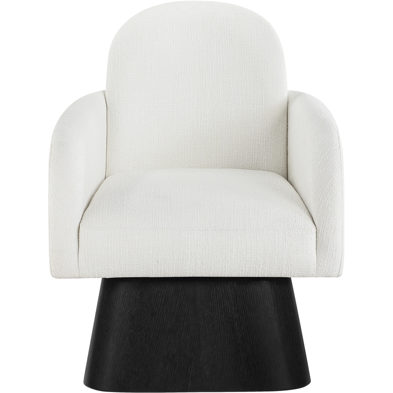 Meridian Furniture Marlowe Cream Linen Textured Fabric Swivel Accent Chair
