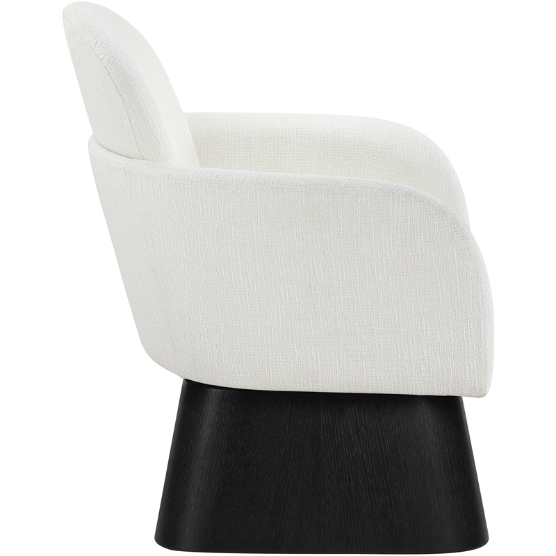 Meridian Furniture Marlowe Cream Linen Textured Fabric Swivel Accent Chair