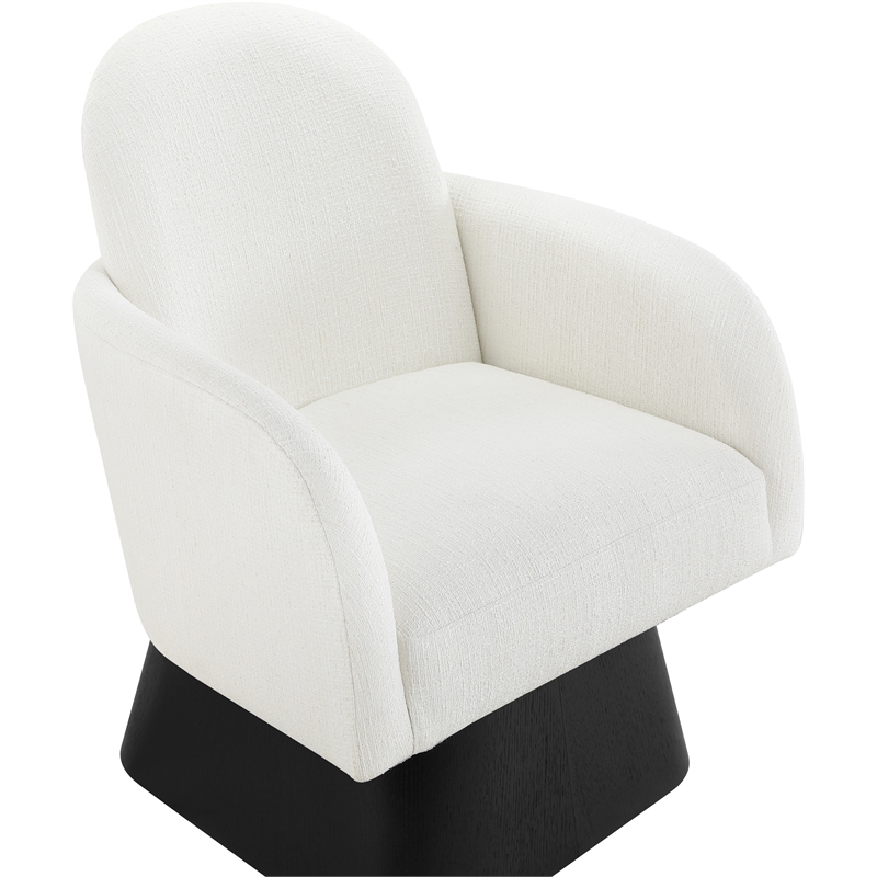 Meridian Furniture Marlowe Cream Linen Textured Fabric Swivel Accent Chair