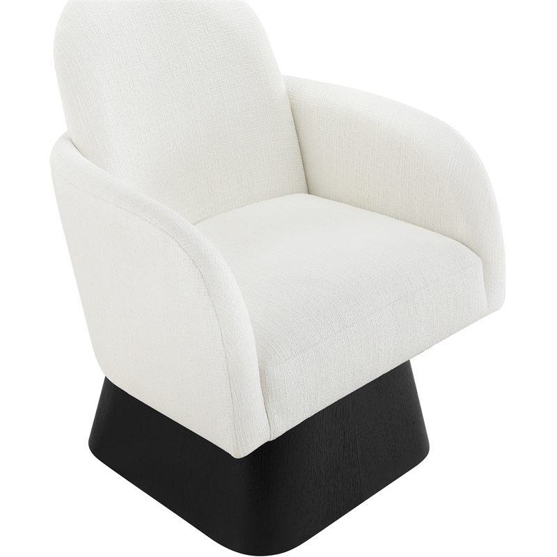 Meridian Furniture Marlowe Cream Linen Textured Fabric Swivel Accent Chair