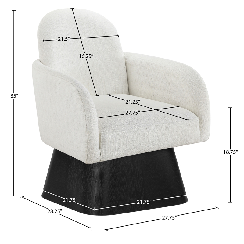 Meridian Furniture Marlowe Cream Linen Textured Fabric Swivel Accent Chair