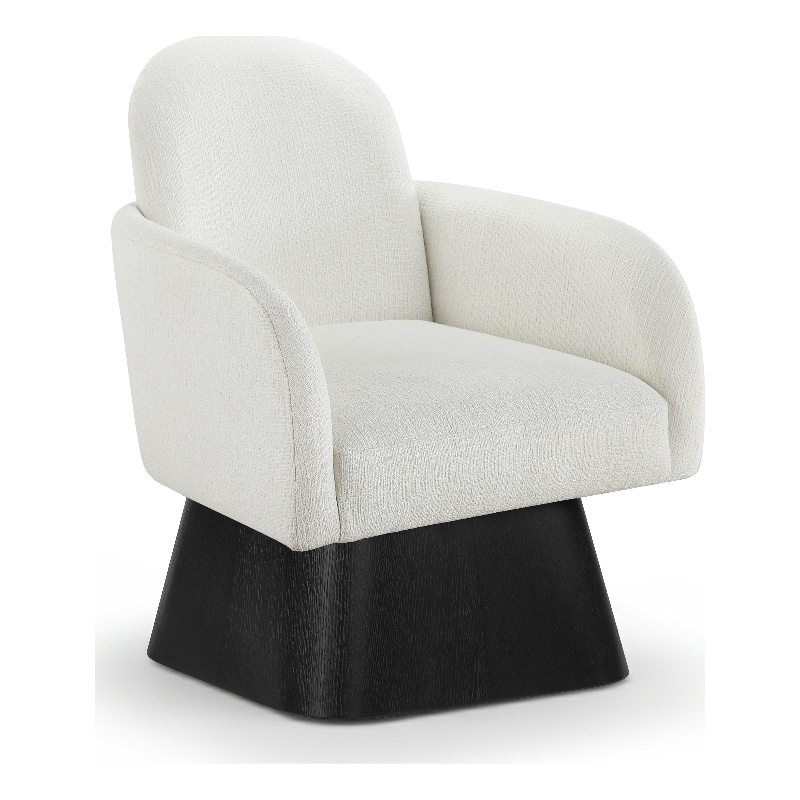 Meridian Furniture Marlowe Cream Linen Textured Fabric Swivel Accent Chair