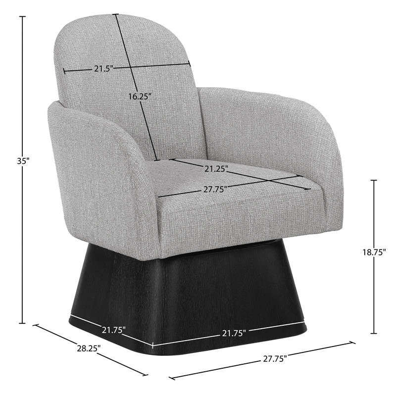 Meridian Furniture Marlowe Grey Linen Textured Fabric Swivel Accent Chair