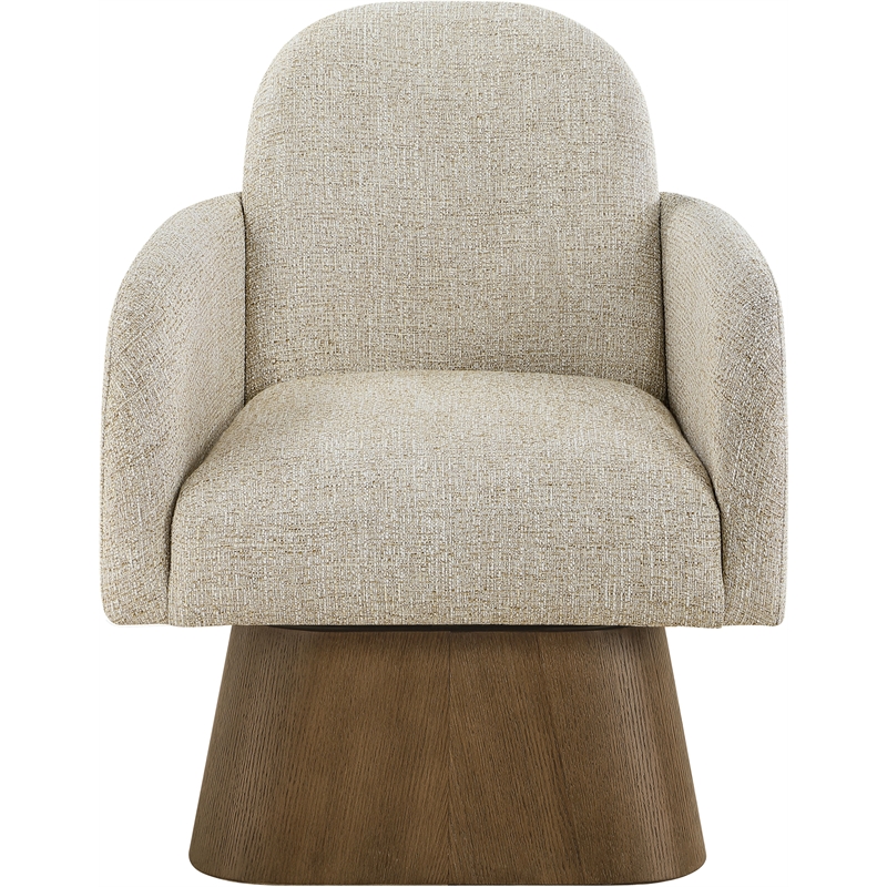 Meridian Furniture Marlowe Beige Linen Textured Fabric Swivel Accent Chair