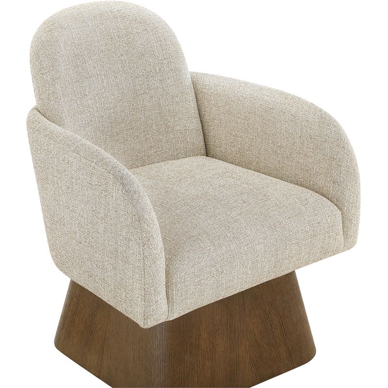 Meridian Furniture Marlowe Beige Linen Textured Fabric Swivel Accent Chair