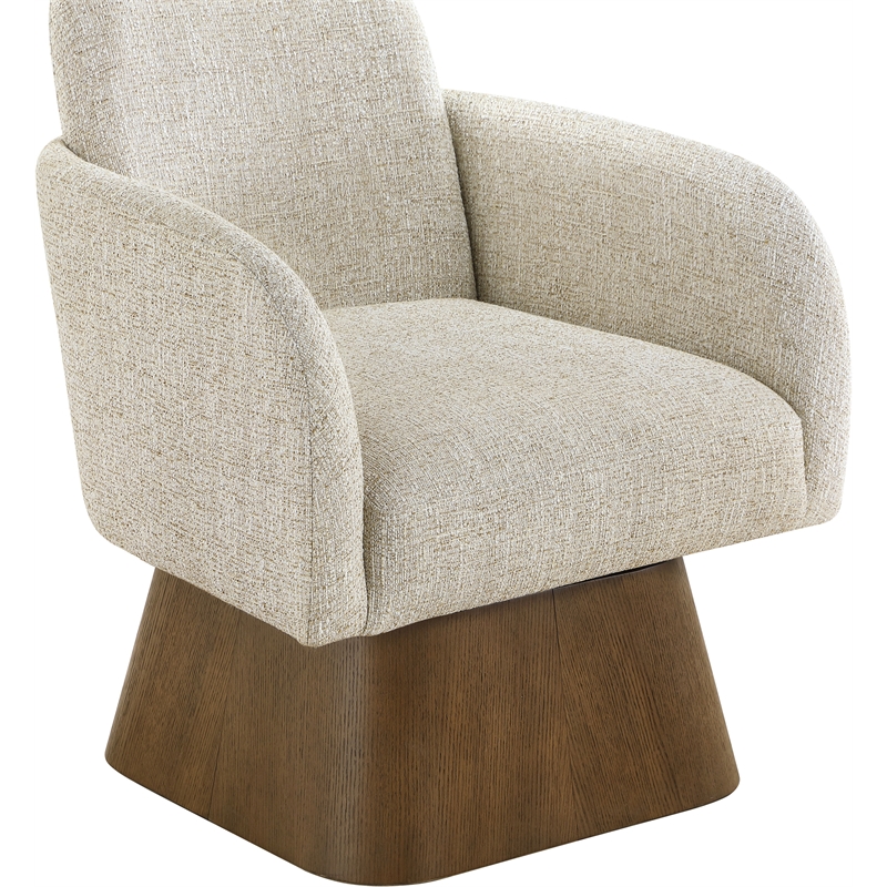 Meridian Furniture Marlowe Beige Linen Textured Fabric Swivel Accent Chair