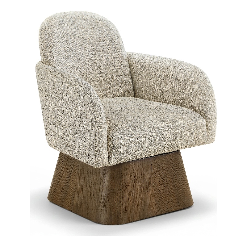 Meridian Furniture Marlowe Beige Linen Textured Fabric Swivel Accent Chair
