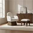 Meridian Furniture Marlowe Cream Linen Textured Fabric Swivel Accent Chair