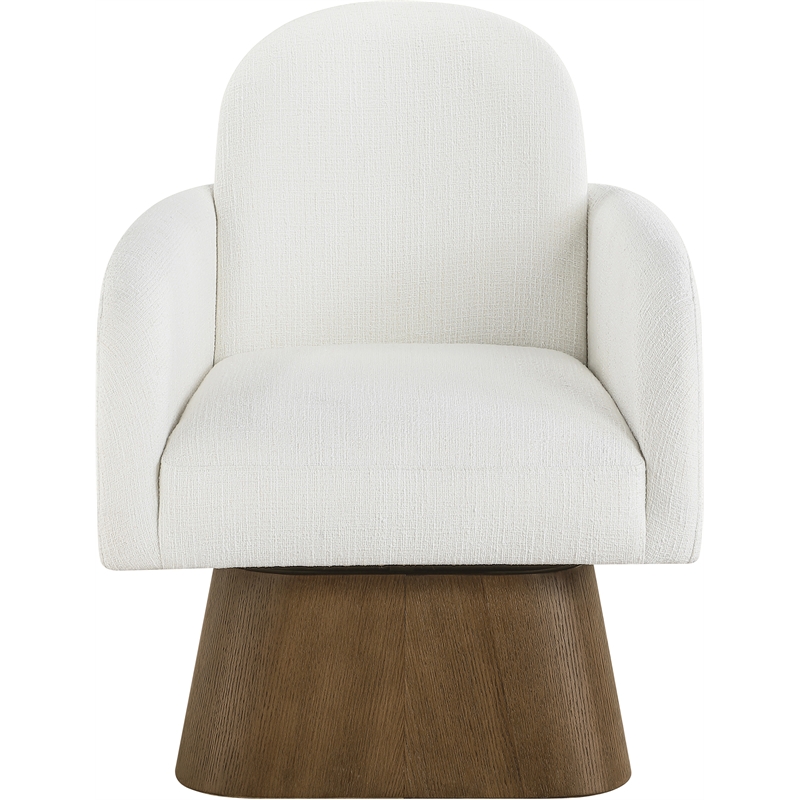 Meridian Furniture Marlowe Cream Linen Textured Fabric Swivel Accent Chair