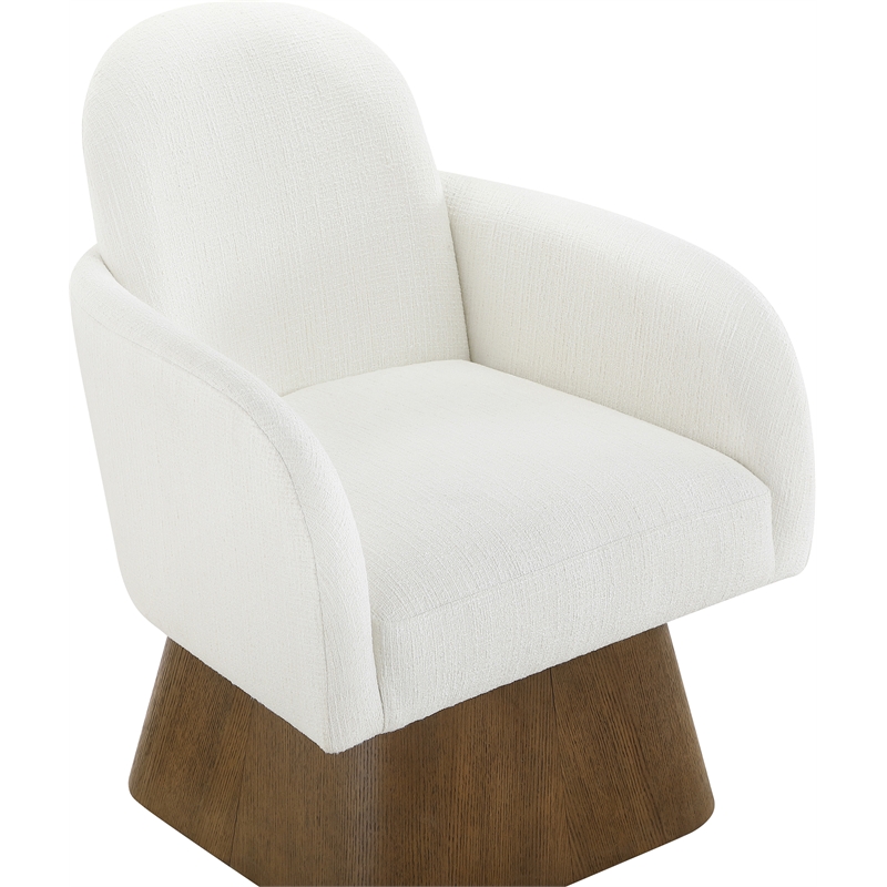 Meridian Furniture Marlowe Cream Linen Textured Fabric Swivel Accent Chair