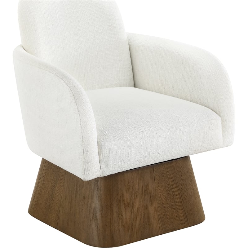Meridian Furniture Marlowe Cream Linen Textured Fabric Swivel Accent Chair