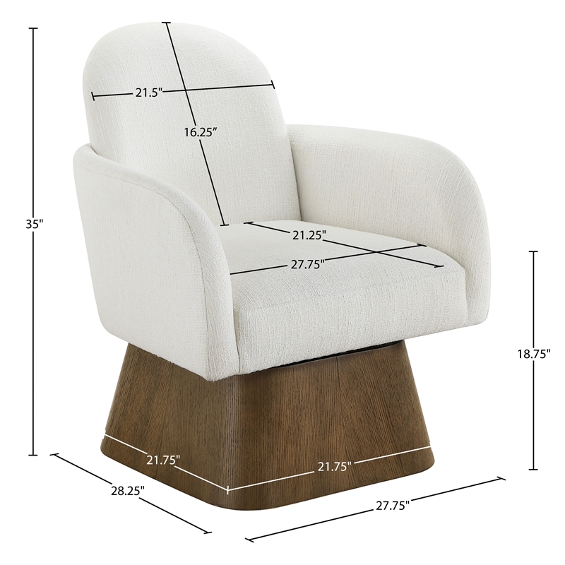 Meridian Furniture Marlowe Cream Linen Textured Fabric Swivel Accent Chair