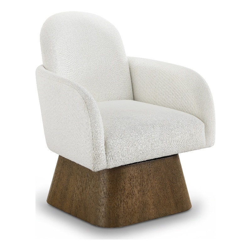 Meridian Furniture Marlowe Cream Linen Textured Fabric Swivel Accent Chair