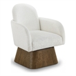 Meridian Furniture Marlowe Cream Linen Textured Fabric Swivel Accent Chair
