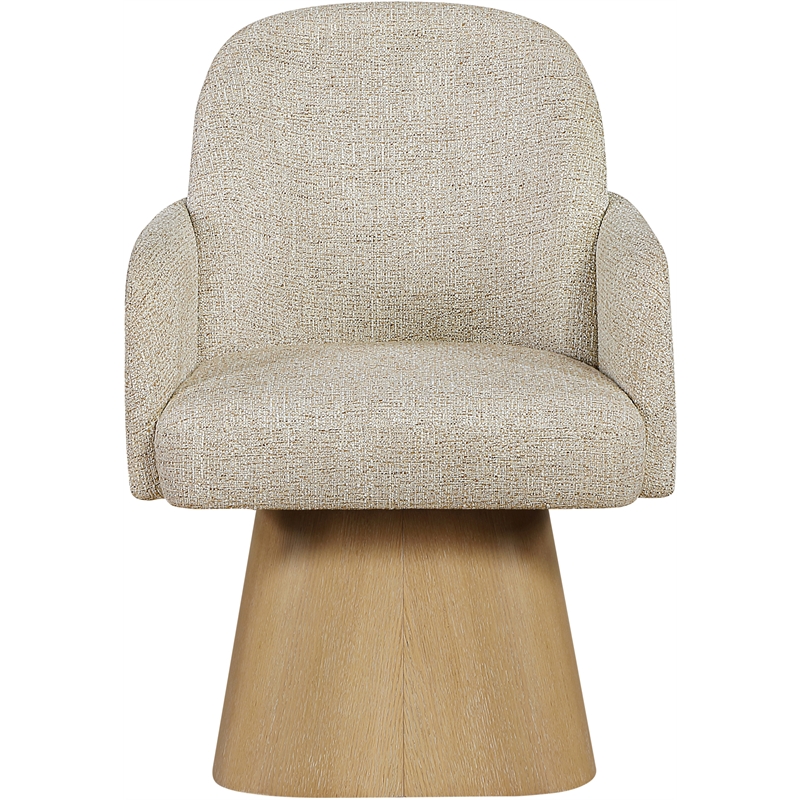Meridian Furniture Marlowe Beige Linen Textured Fabric Swivel Dining Arm Chair