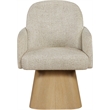 Meridian Furniture Marlowe Beige Linen Textured Fabric Swivel Dining Arm Chair