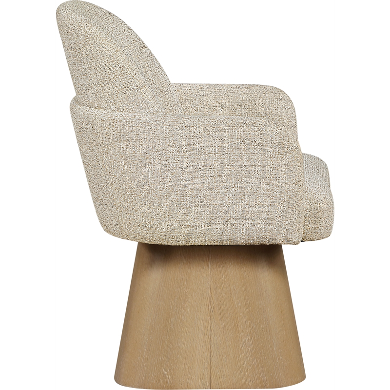 Meridian Furniture Marlowe Beige Linen Textured Fabric Swivel Dining Arm Chair