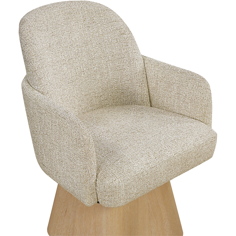 Meridian Furniture Marlowe Beige Linen Textured Fabric Swivel Dining Arm Chair