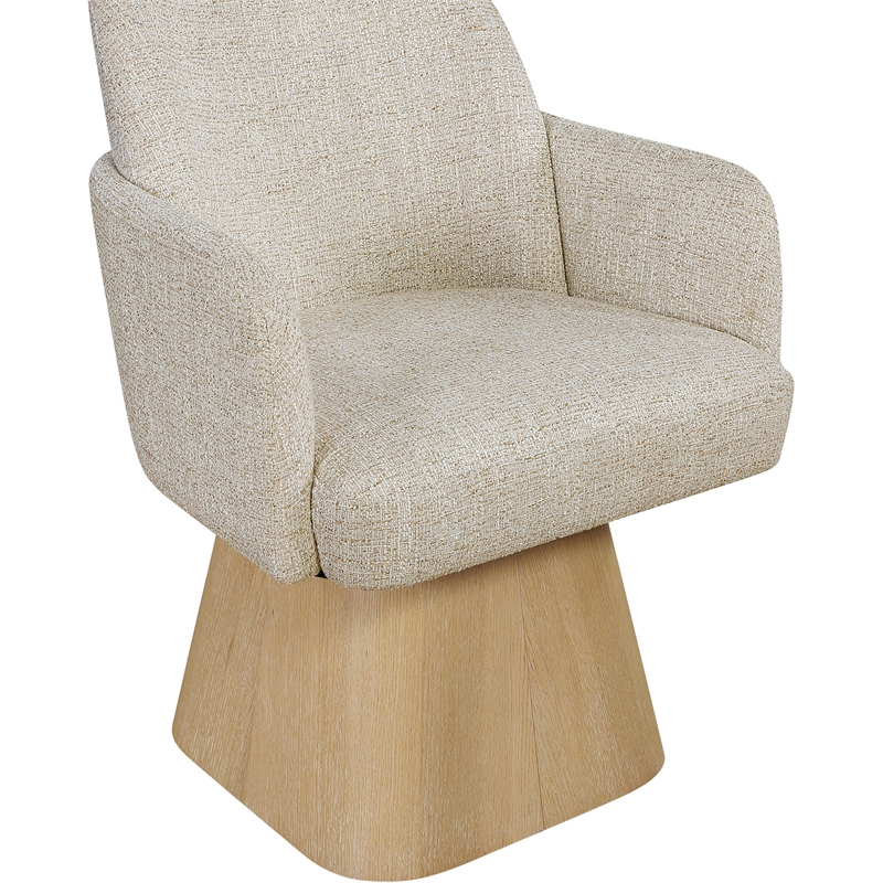 Meridian Furniture Marlowe Beige Linen Textured Fabric Swivel Dining Arm Chair