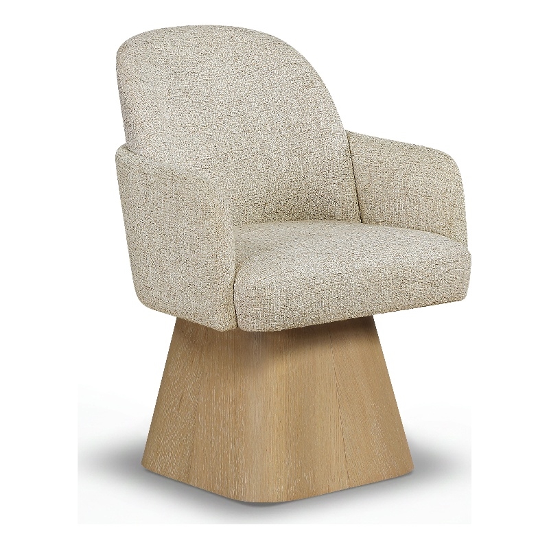 Meridian Furniture Marlowe Beige Linen Textured Fabric Swivel Dining Arm Chair