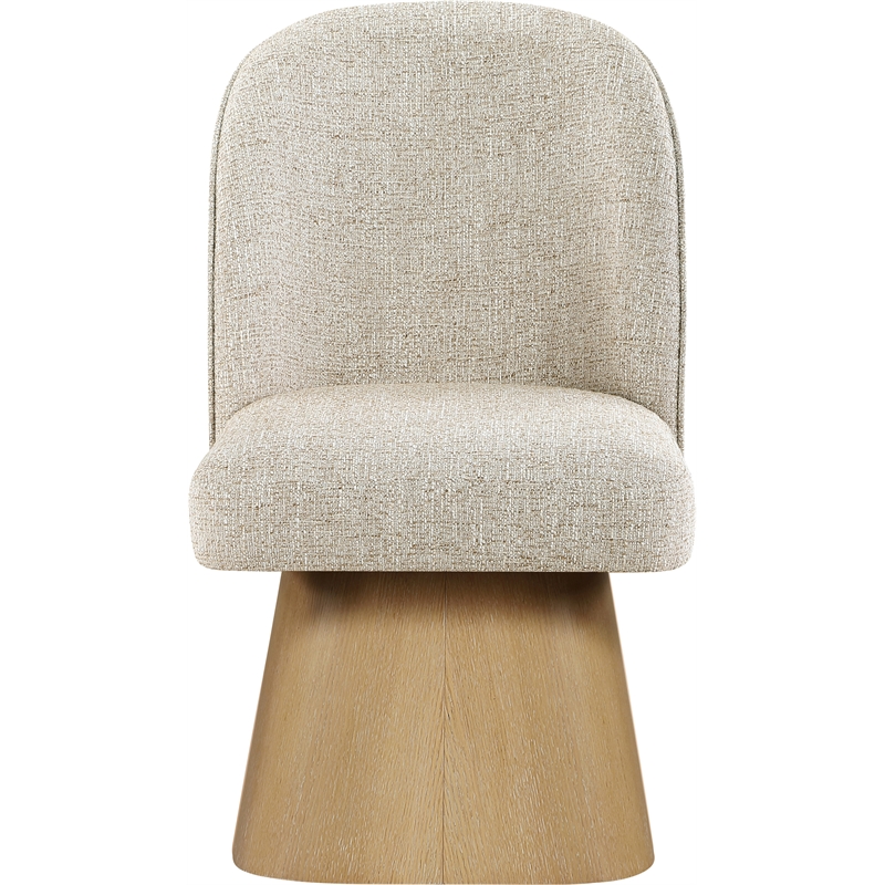 Meridian Furniture Marlowe Beige Linen Textured Fabric Swivel Dining Side Chair