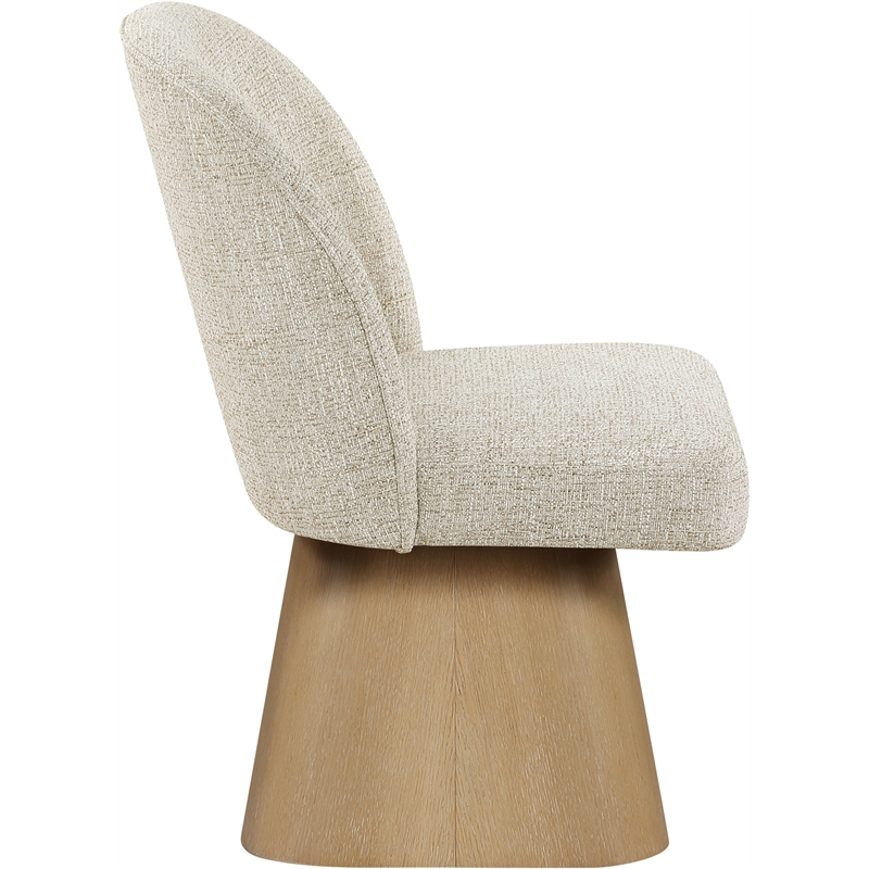 Meridian Furniture Marlowe Beige Linen Textured Fabric Swivel Dining Side Chair