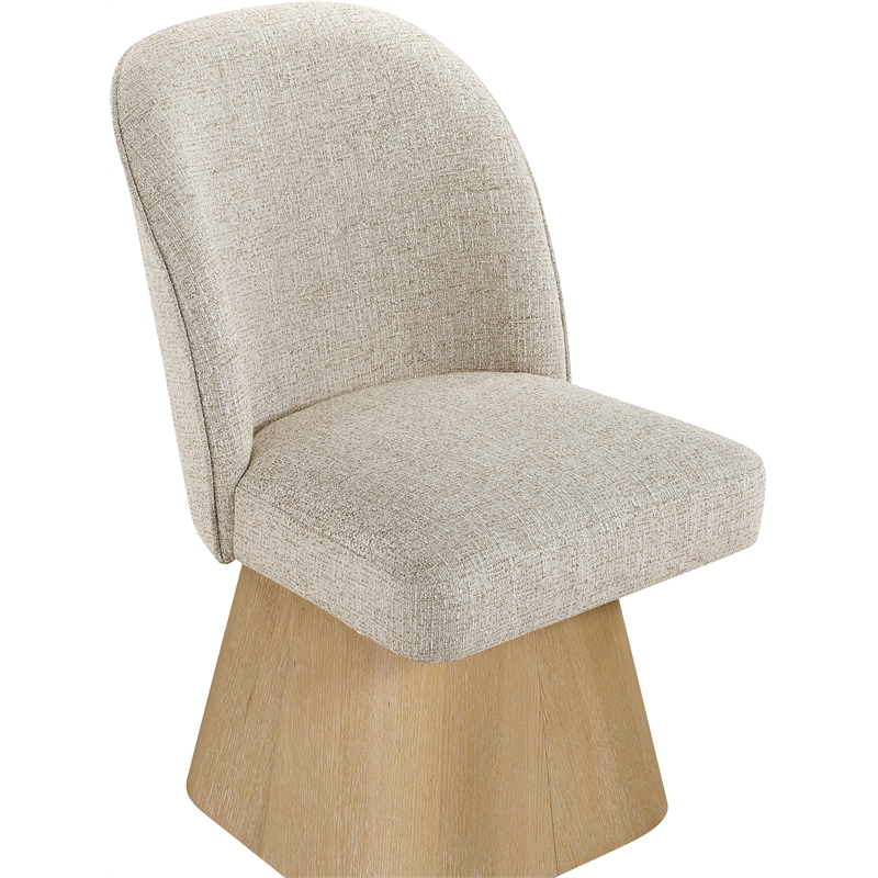 Meridian Furniture Marlowe Beige Linen Textured Fabric Swivel Dining Side Chair