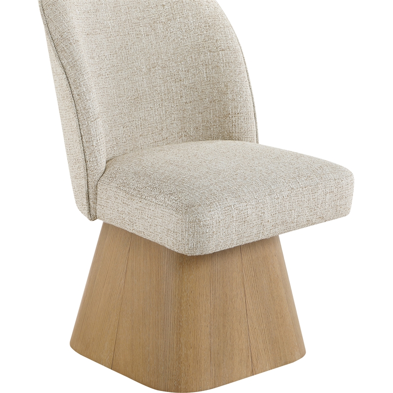 Meridian Furniture Marlowe Beige Linen Textured Fabric Swivel Dining Side Chair