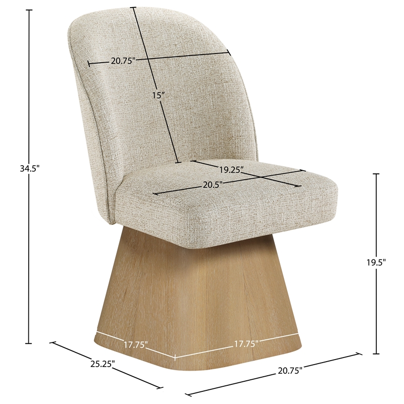 Meridian Furniture Marlowe Beige Linen Textured Fabric Swivel Dining Side Chair
