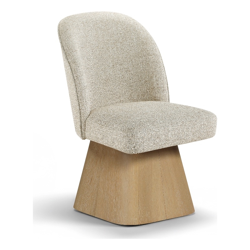 Meridian Furniture Marlowe Beige Linen Textured Fabric Swivel Dining Side Chair