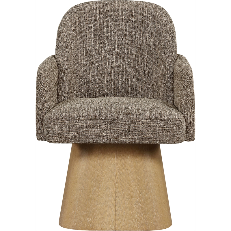 Meridian Furniture Marlowe Brown Linen Textured Fabric Swivel Dining Arm Chair