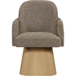 Meridian Furniture Marlowe Brown Linen Textured Fabric Swivel Dining Arm Chair