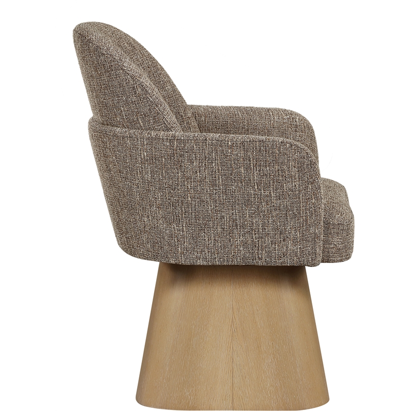 Meridian Furniture Marlowe Brown Linen Textured Fabric Swivel Dining Arm Chair