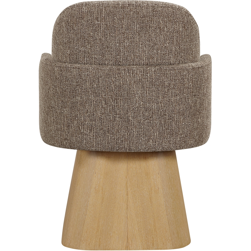 Meridian Furniture Marlowe Brown Linen Textured Fabric Swivel Dining Arm Chair