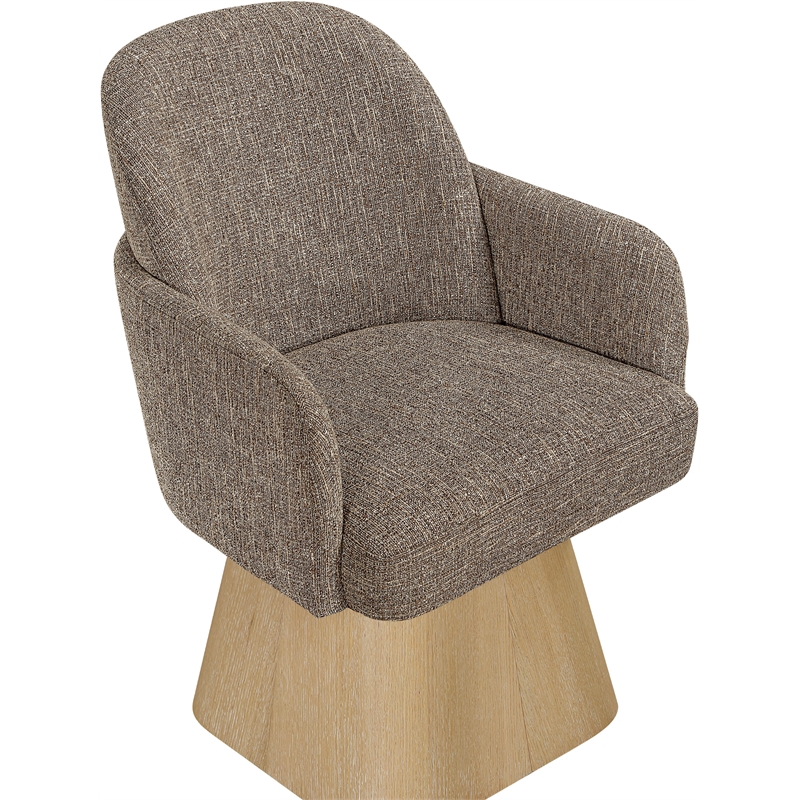 Meridian Furniture Marlowe Brown Linen Textured Fabric Swivel Dining Arm Chair