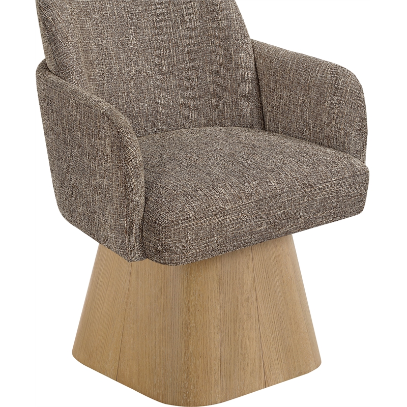 Meridian Furniture Marlowe Brown Linen Textured Fabric Swivel Dining Arm Chair