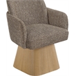 Meridian Furniture Marlowe Brown Linen Textured Fabric Swivel Dining Arm Chair