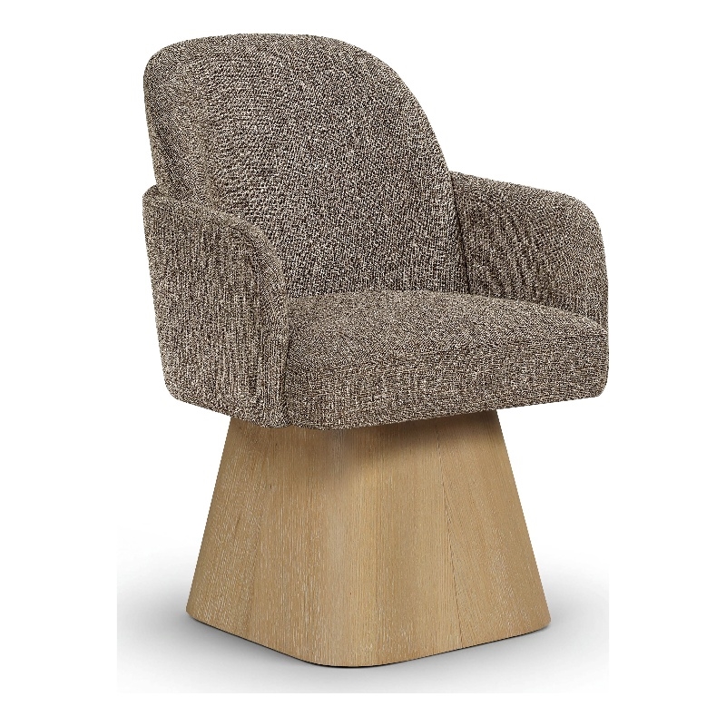 Meridian Furniture Marlowe Brown Linen Textured Fabric Swivel Dining Arm Chair