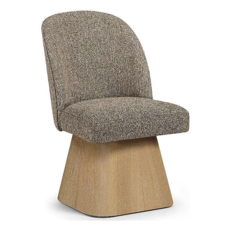 Meridian Furniture Marlowe Brown Linen Textured Fabric Swivel Dining Side Chair